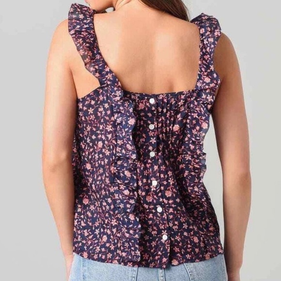 Frame Cecil Floral Print Ruffle Top - Picture 4 of 9